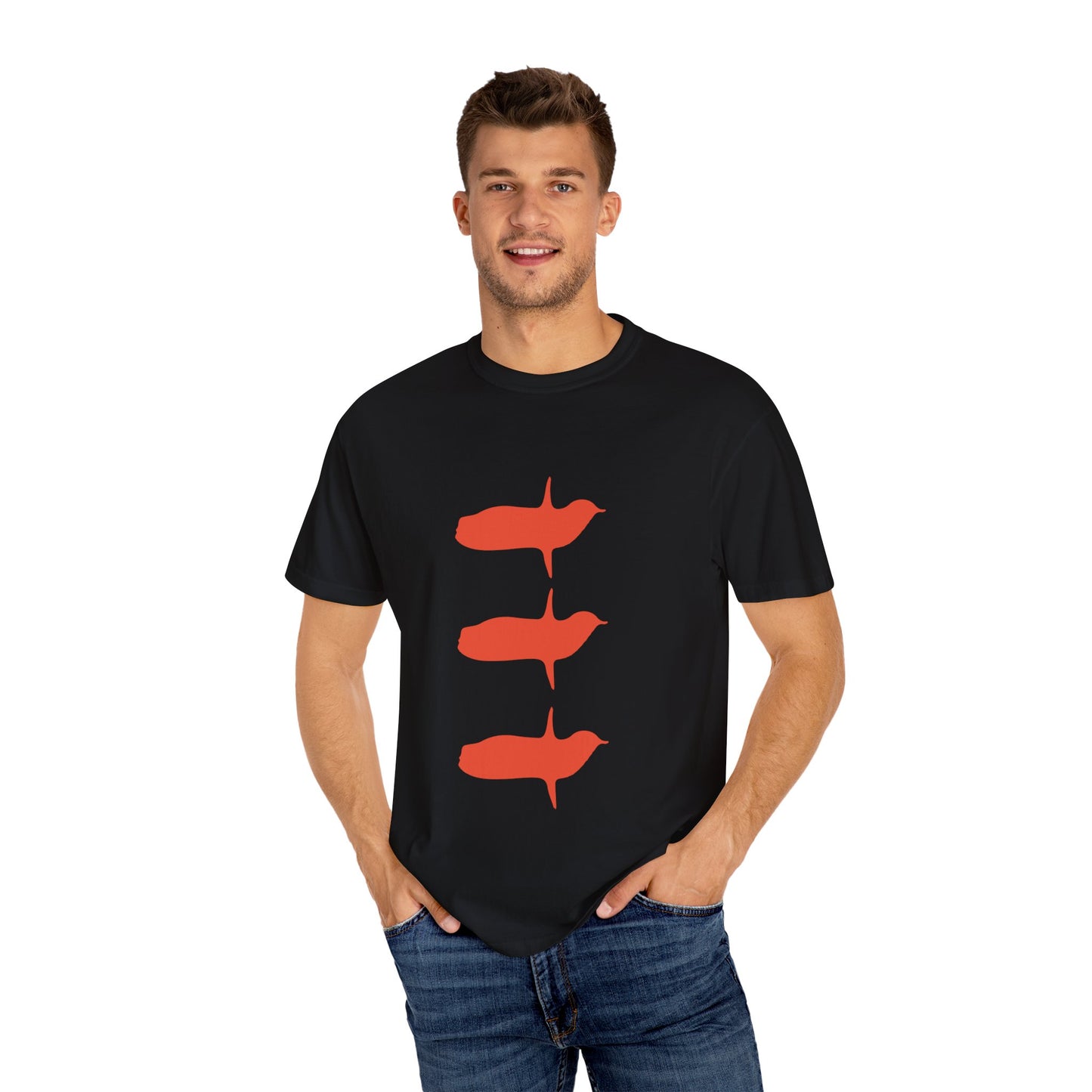 Bird design Garment-Dyed T-shirt