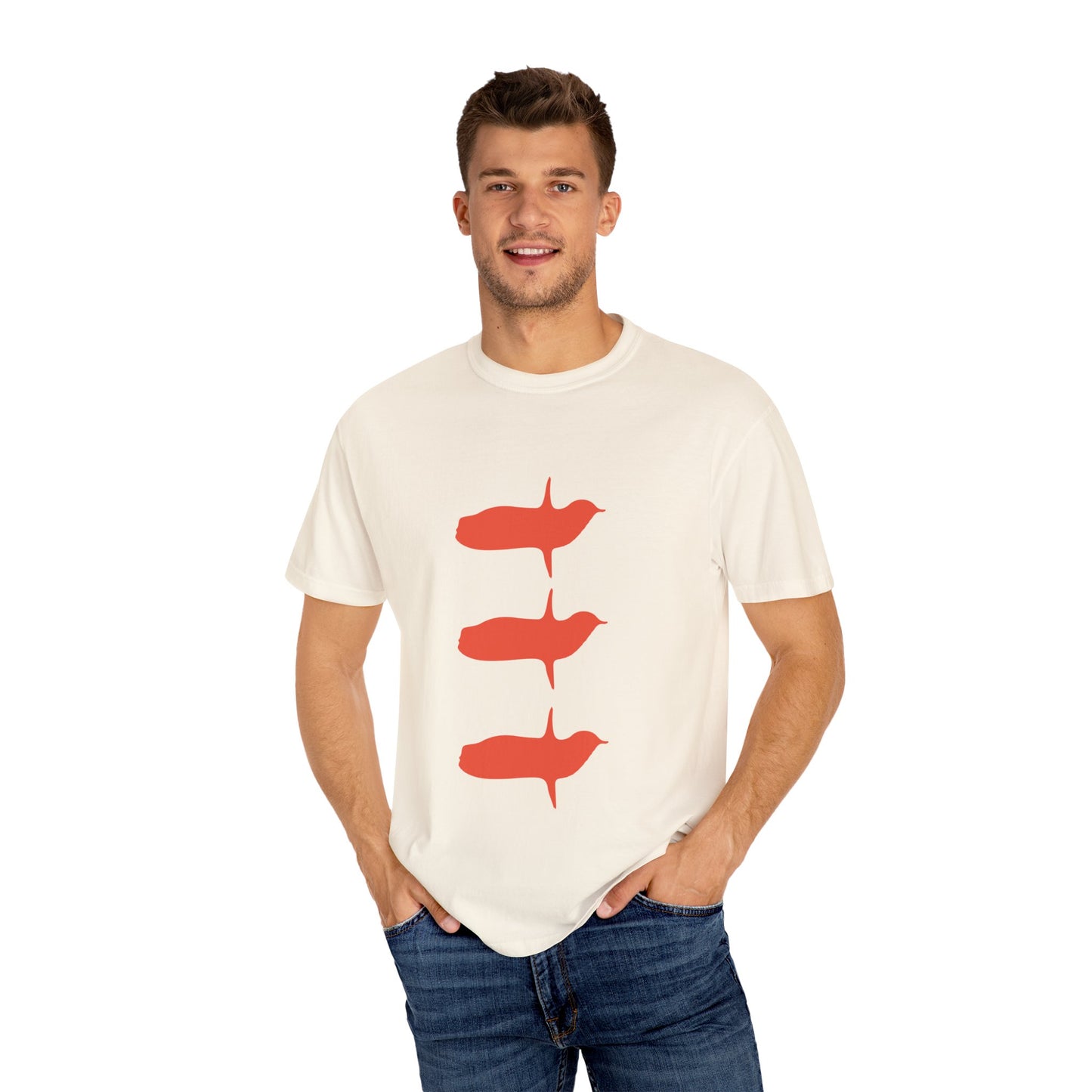Bird design Garment-Dyed T-shirt