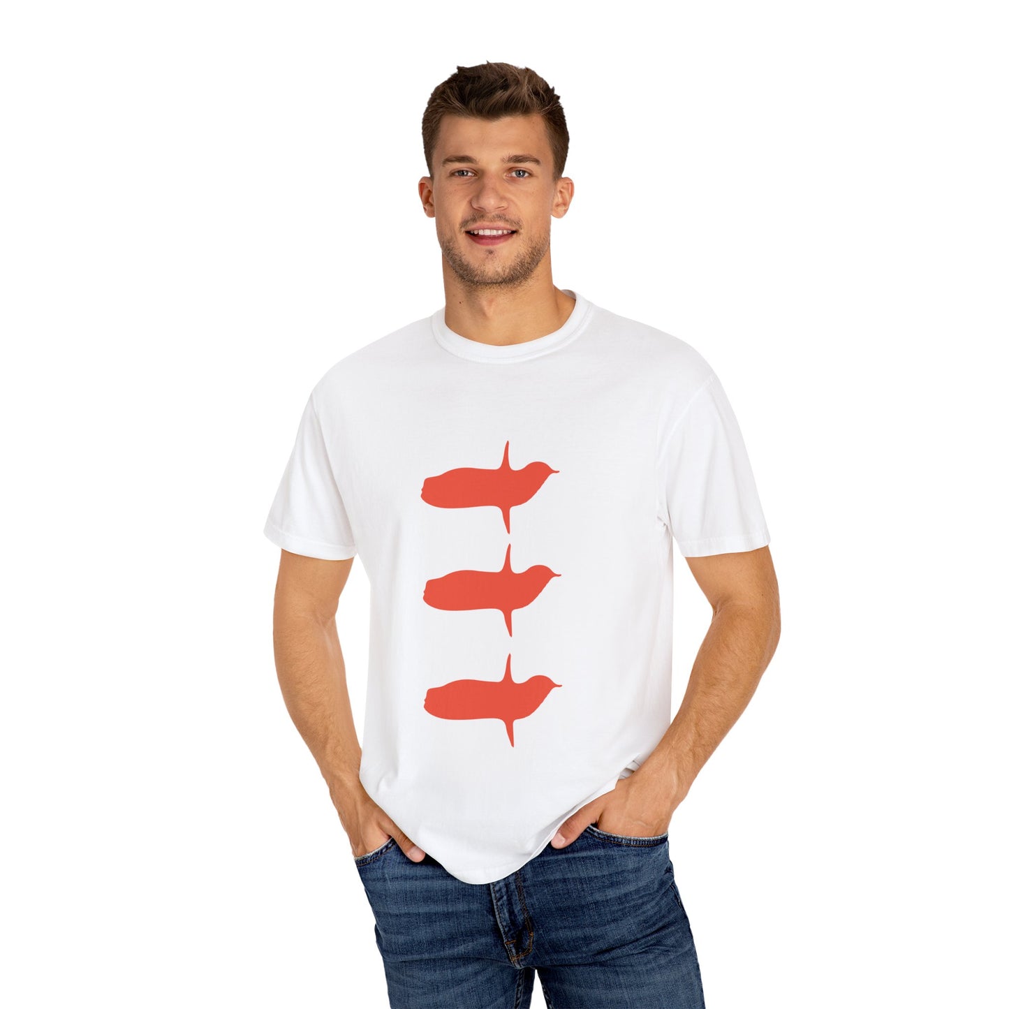 Bird design Garment-Dyed T-shirt