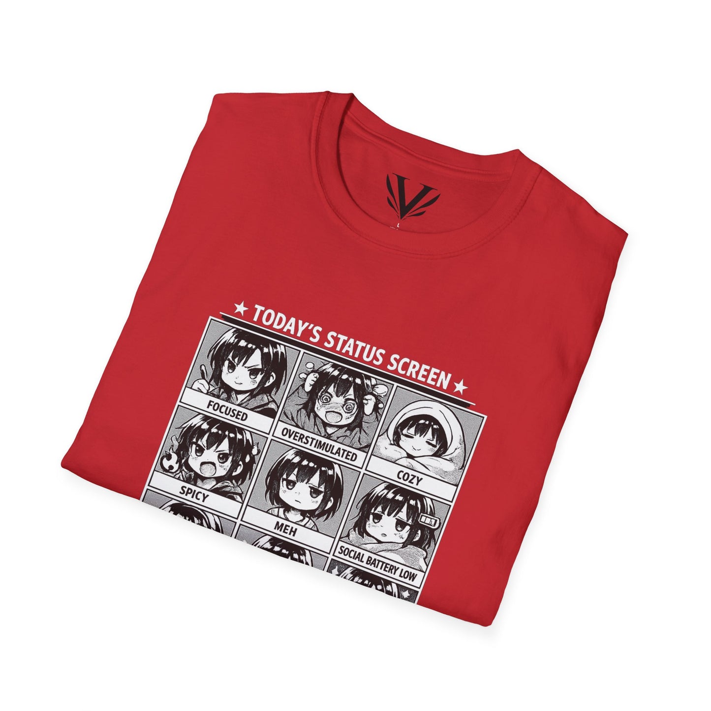 "Today’s Status Screen Tee" — Manga Mood Grid Graphic (Unisex Softstyle)